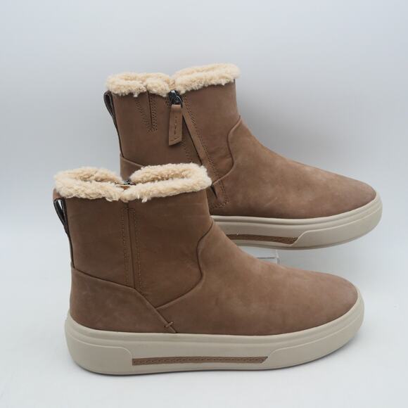 NEW Clarks Women's 8 Hollyhock Lane Faux Trim Leather Boots Pebble Brown Tan - Picture 4 of 9